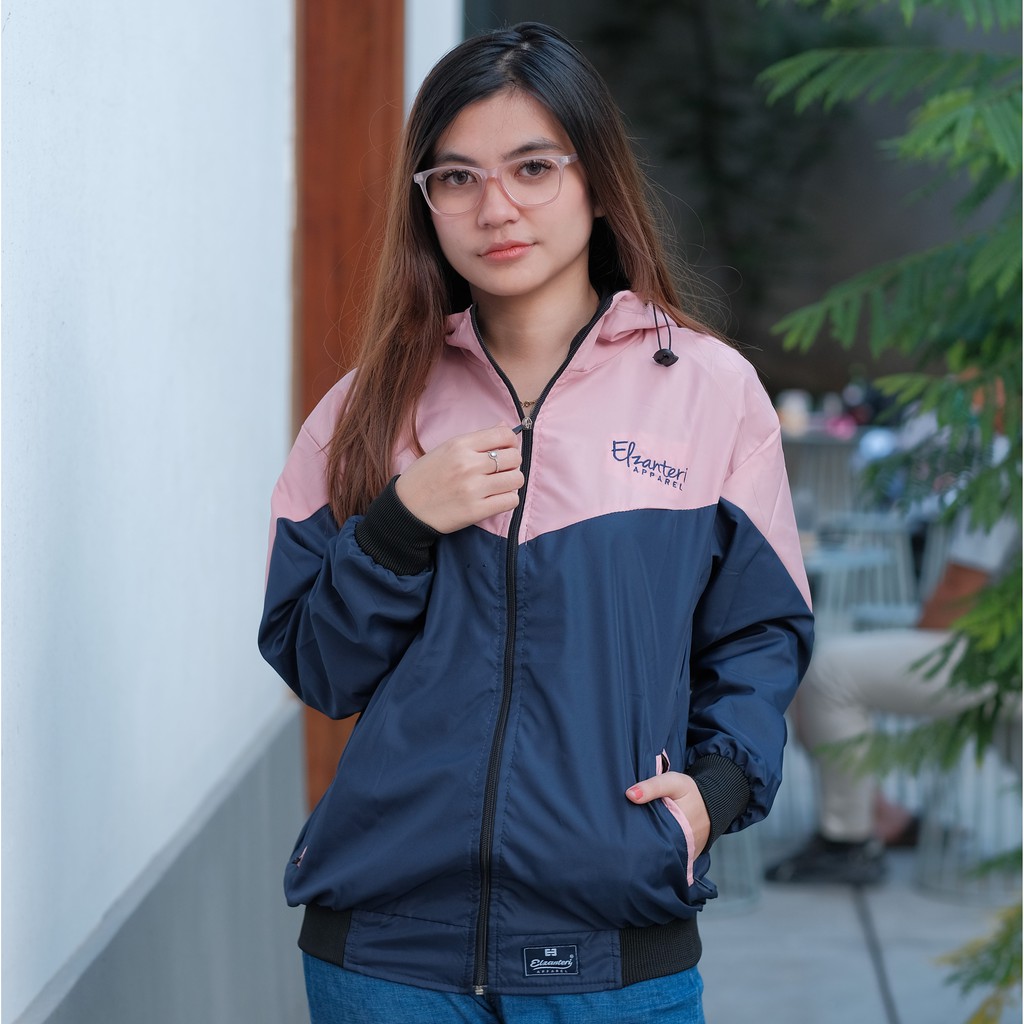 Jaket wanita Parasut / jaket casual-dustypink-navy