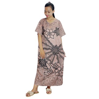 Daster Batik Lengan Pendek - Motif Monochrome - Leher