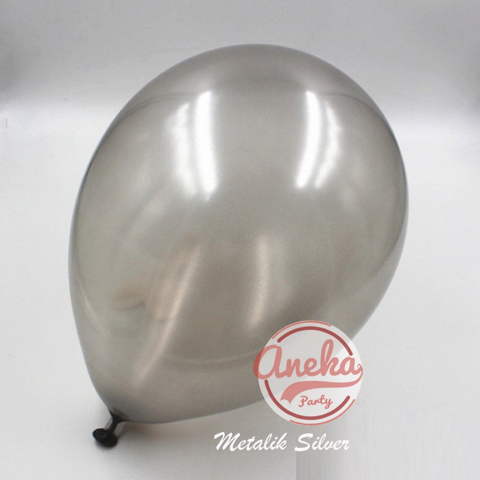 Balon metalik Silver / Balon latex / Balon Metalik 12 inch / Balon Warna Silver metalic