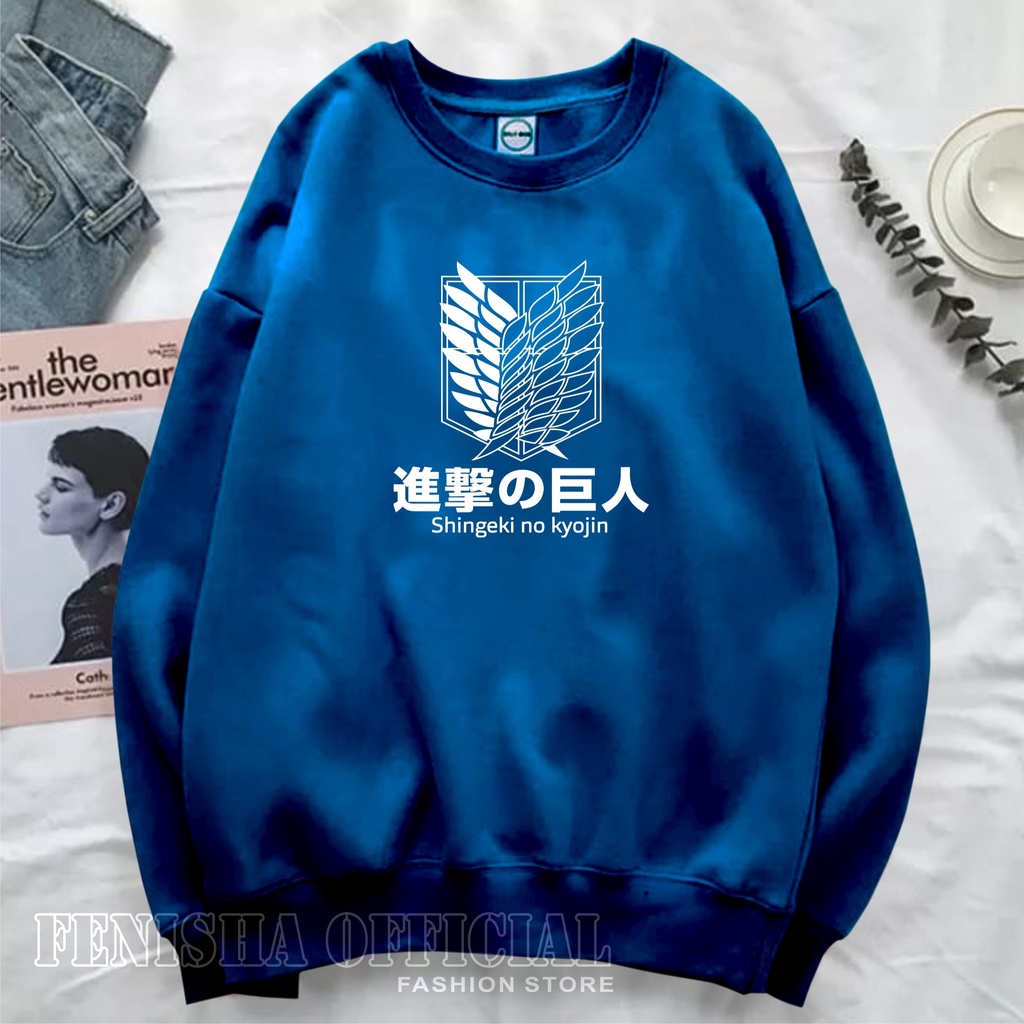 FenishaStore Sweater Crewneck Wanita Anime Shingeki No Kyojin Size M-L-XL-XXL Bisa Bayar Ditempat