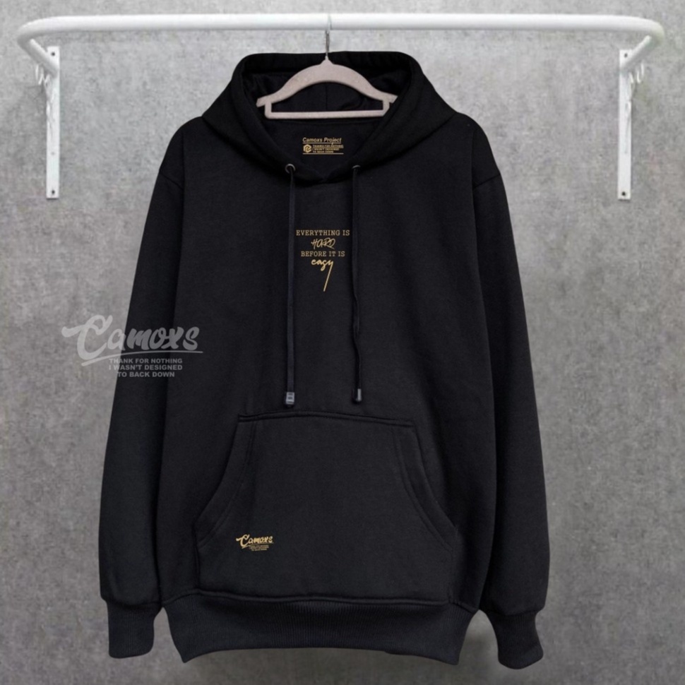 Hodie Original Camoxs Distro Pria Wanita Aesthetic Warna Hitam List Everything Is Hard Before It Is Easy Oversize M L XL XXL Sweater Hoodie Cowok Cewek Terlaris Terbaru Jacket