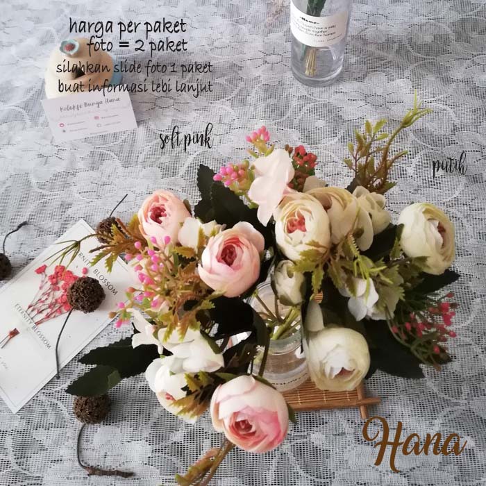 Bunga camelia peony mix hydrangea artificial/bunga plastik artificial vintage style/bunga plastik-2