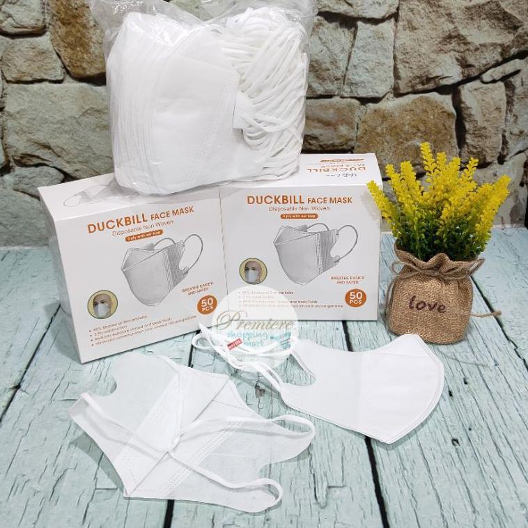 Per Box 50 Pcs - Masker Duckbill Hijab Headloop 3 Ply Face Mask ﷼