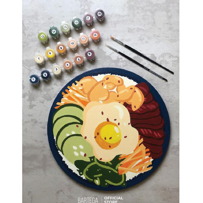 

DIY Paint By Number Kit : Bibimbap (Round Canvas)