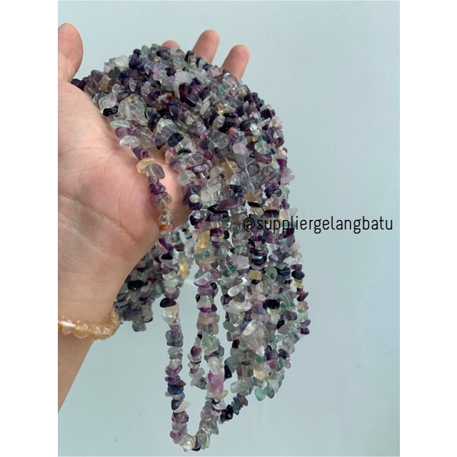 KERIKIL Batu alam FLUORITE QUARTZ 1cm biru hijau asli tanpa pewarnaan