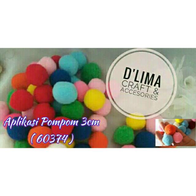Pompom 3cm | Aplikasi Pompom warna warni