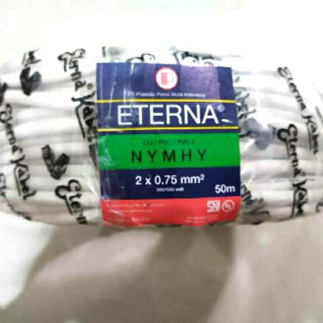 ETERNA Kabel NYMHY 2x0.75 50 meter / eterna serabut 2x0,75 putih