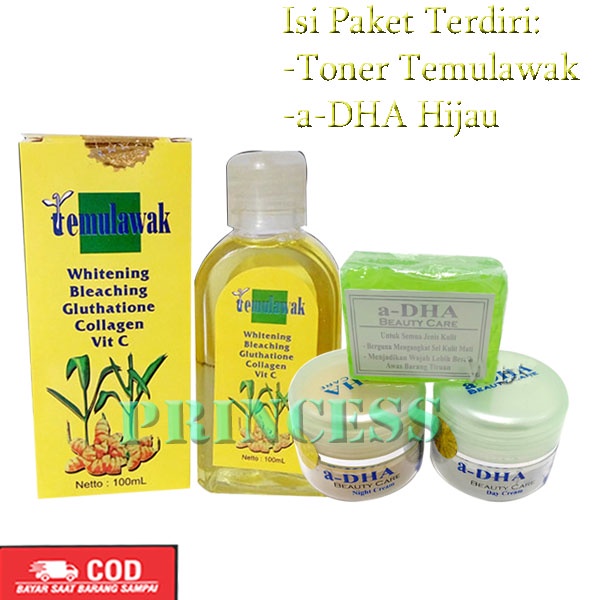 Paket Toner Temulawak 100ml+Paket Skincare A-dha Hijau