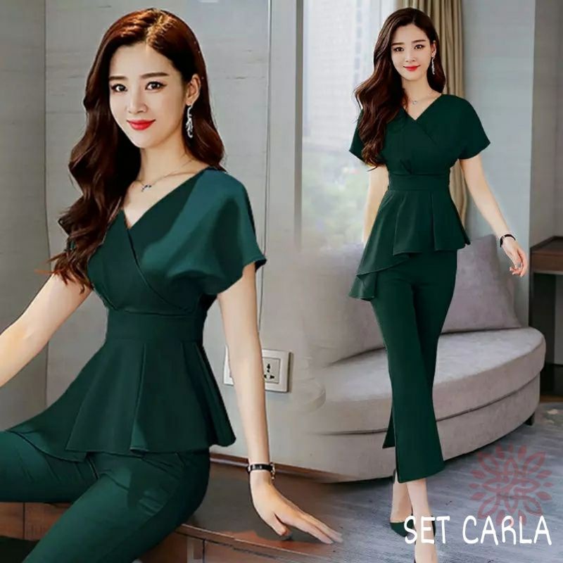 Baju Wanita Korea set carla  Set Korea Model Terbaru Fashion Wanita Kekinian Sexi Bisa COD 1 setel