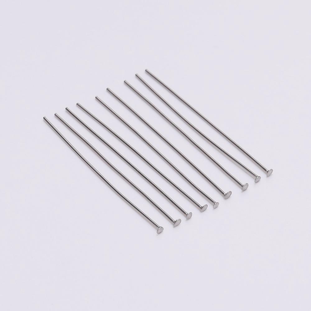 100 Pcs Pin Kepala Datar Bahan Stainless Steel Ukuran 15 25 30 40 45 50 70mm Untuk Membuat Perhiasan