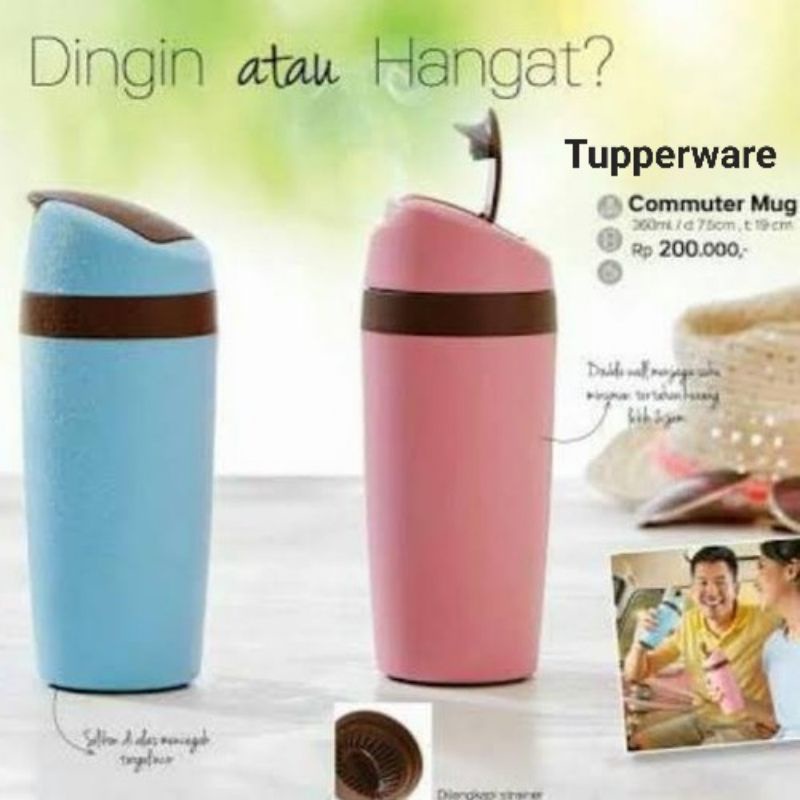 Tupperware Commuter Mug 360 ml // Hot and Cool Insulated Tumbler Thermos Flask Bottle Milk Coffee Te
