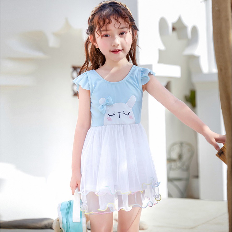 Baju renang anak perempuan import motif kelinci dengan tutu