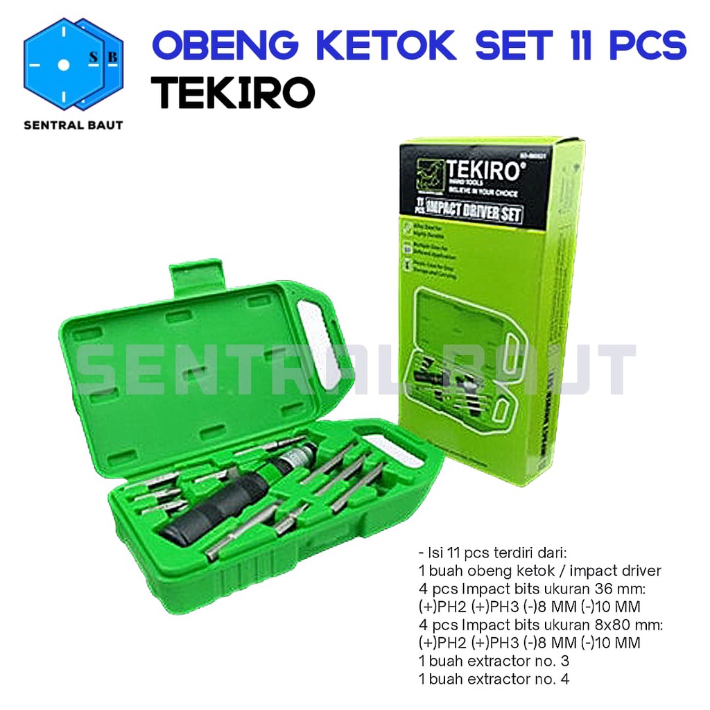 SENTRAL BAUT || Obeng Ketok set 11pcs TEKIRO