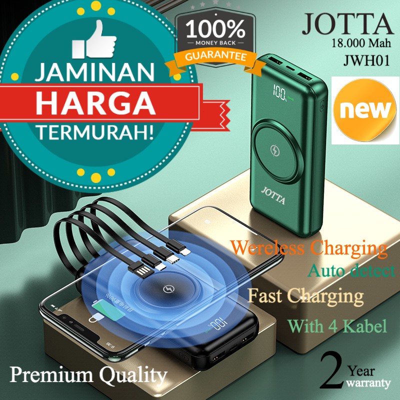 Powerbank JOTTA Wereless Charging JWH01 kapasitas 18.000 Mah Model Slim Original.