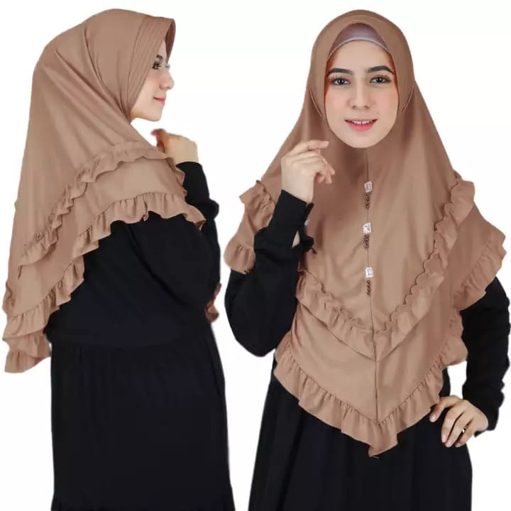 BERGO ZASKIA REMPEL / JILBAB JERSEY / JILBAB MURAH / JILBAB TERBARU / JILBAB ISNTAN / BERGO RUMAHAN-MOCCA