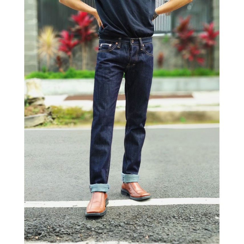 selvedge denim japan 14oz - black midnight, 28 Celana Jeans W1P2