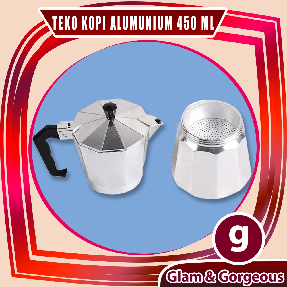 Teko Kopi Alumunium Untuk 9 Cup Moka Pot Aluminium 450ml CP0450AL