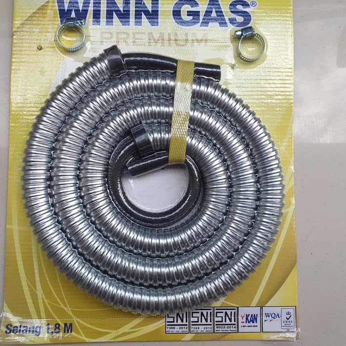 Selang Gas Karet Lapis Besi Anti Tikus 1.8m WINN Selang Kompor Gas
