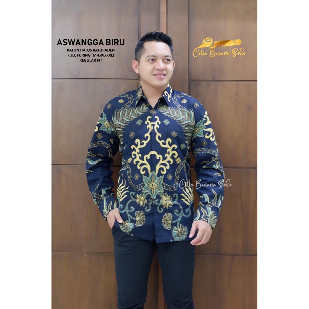 ASWANGGA DONGKER Kemeja Batik Pria Full Furing Bahan Katun Halus Baturaden