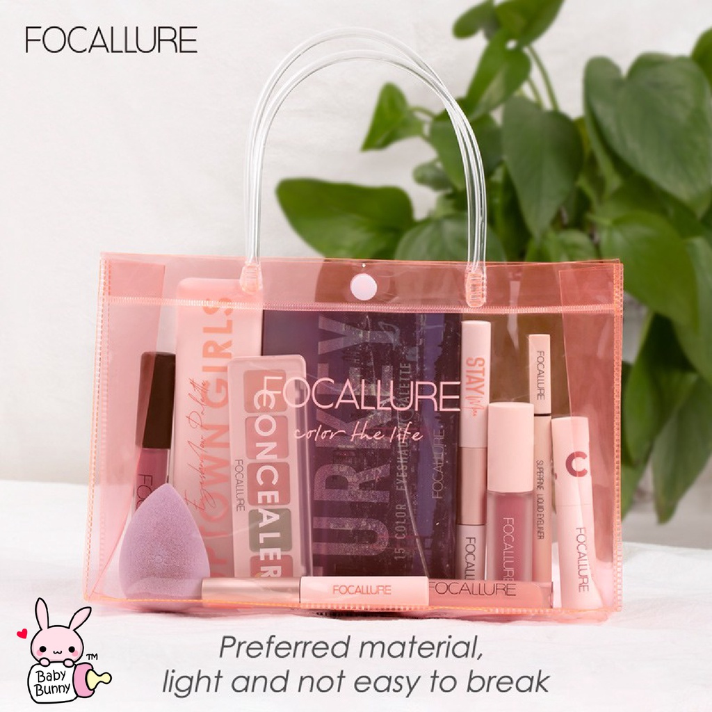 ❤ BELIA ❤ FOCALLURE PVC Hand Beauty Bag Pink | Cosmetic Pouch | Bag Transparant | Waterproof Travel Pouch