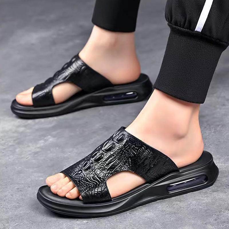 Sandal Pria Kulit Asli Original Sendal Cowok Terbaru Bagus Import Nyaman Dipakai Kualitas Baik Keren