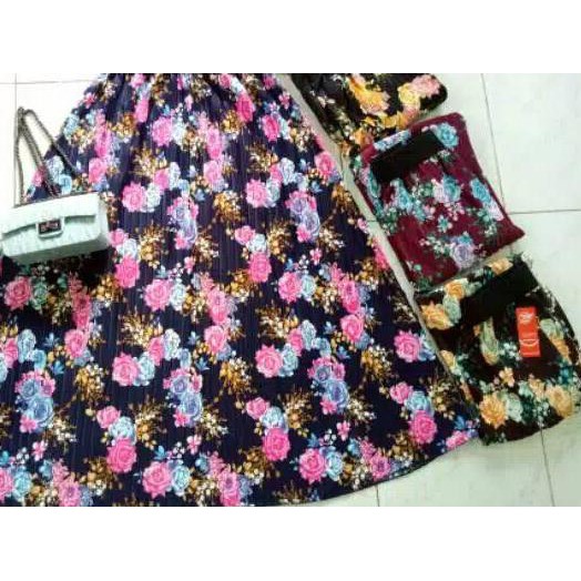 ✦BEST SELLER Rok Plisket Bangkok motif bunga **R.