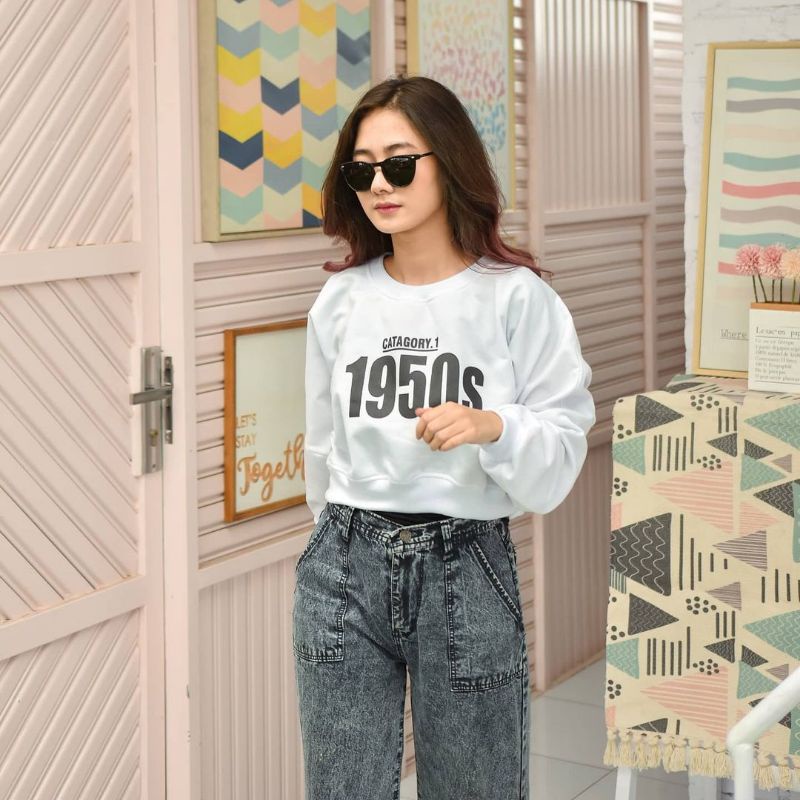 1950s CATEGORY OBLONG SWEATER WANITA BAHAN BABYTERRY TERBARU