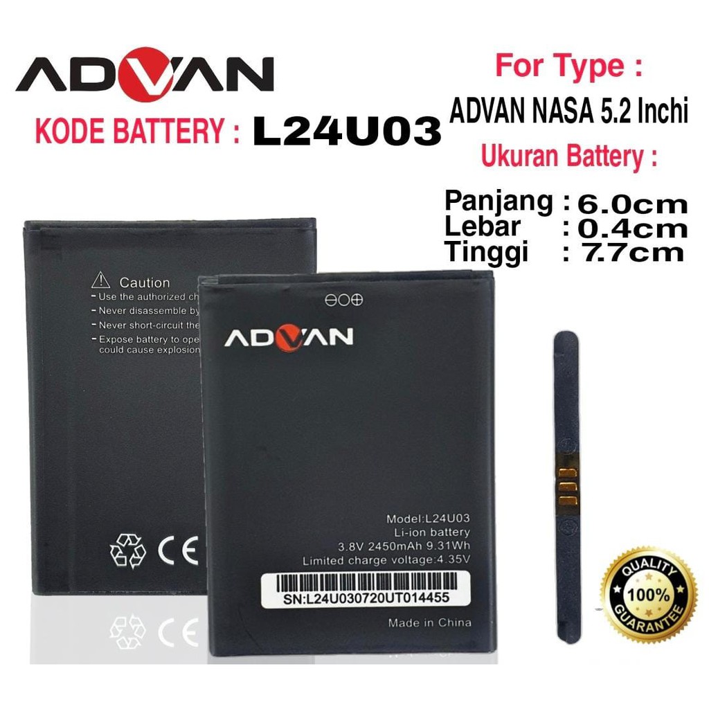 Baterai Batre Original ADVAN Nasa 5202 5.2 Inchi Kode Battery L24U03 Vandroid Double IC