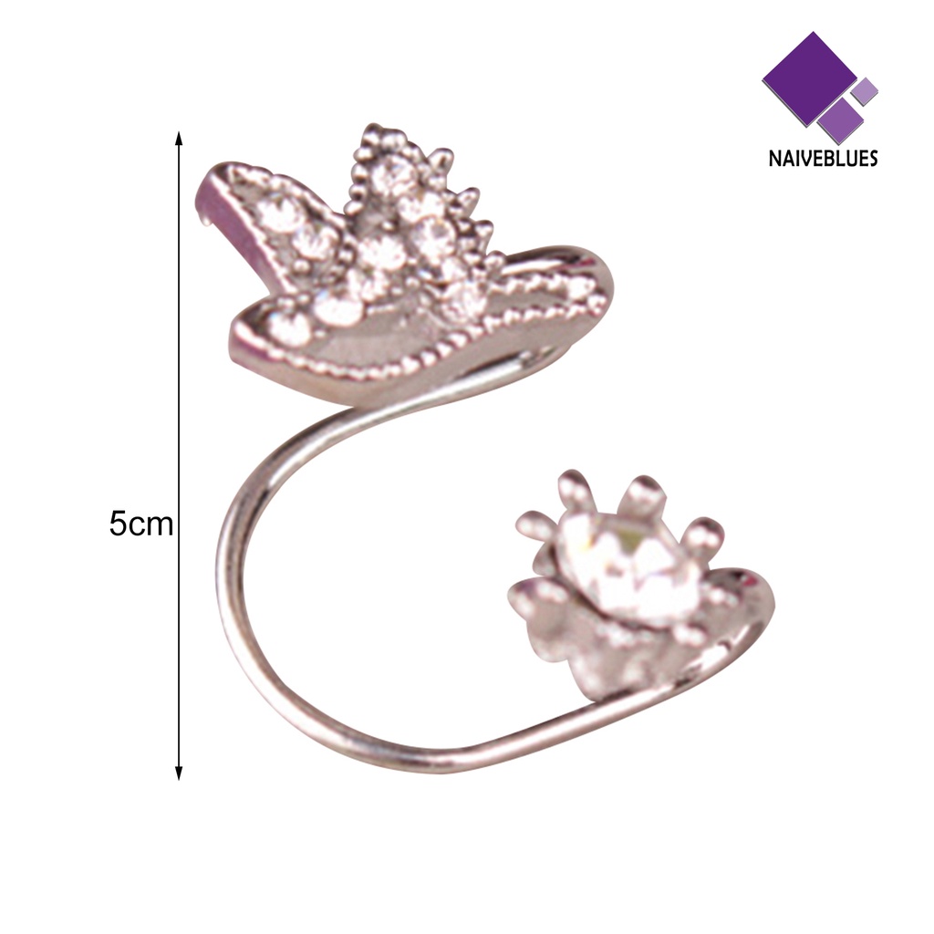 1pc Anting Klip Bentuk Brid Bahan Alloy Aksen Berlian Imitasi Untuk Wanita