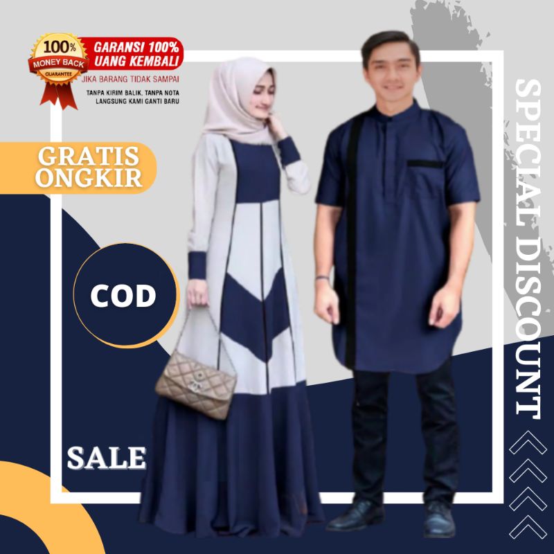 Baju kapelan gamis couple terbaru pasangan suami istri 2021 cantik modern kekinian sarimbit couple