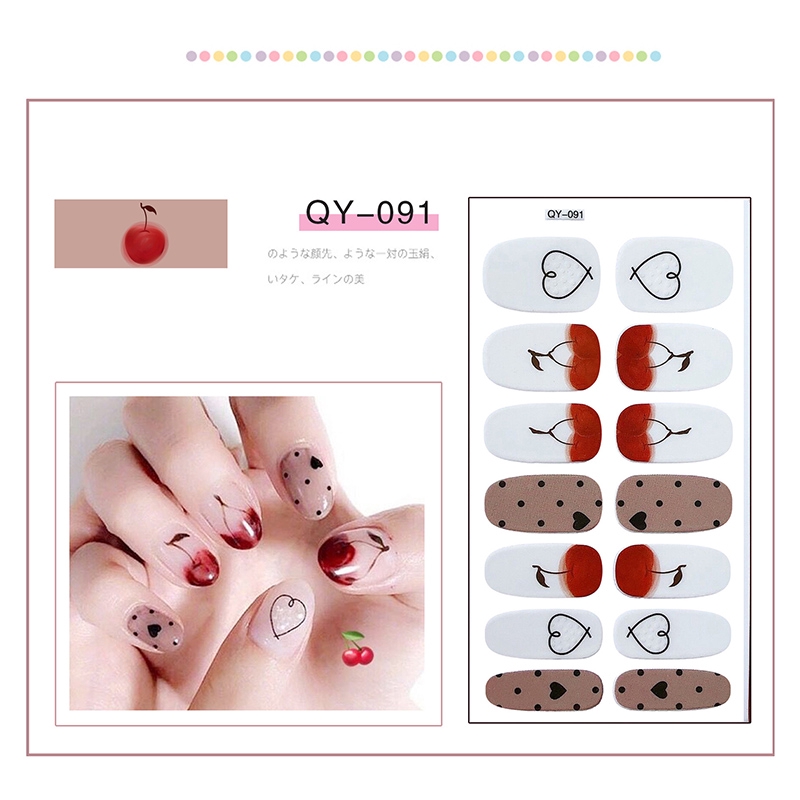 QY090-110 Pelekat Kuku Finger Cartoon DIY Nail Sticker Fashion 3D Nail Sticker False Nails Art 14Pcs/sheet