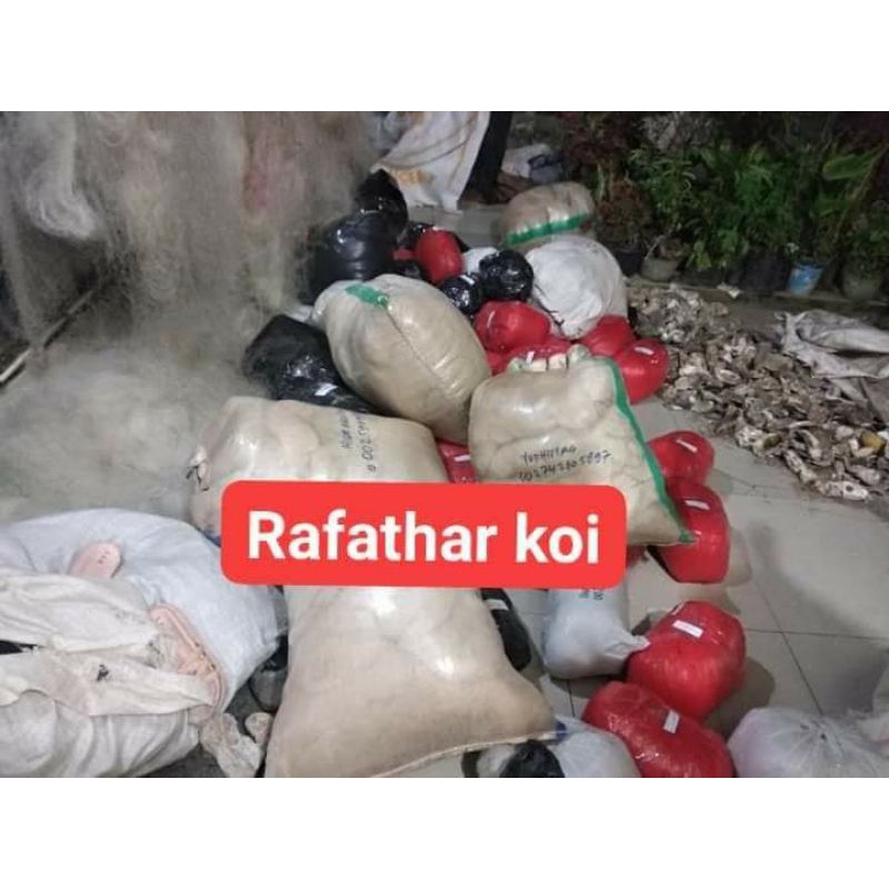 jaring bekas nelayan media filter kolam ikan koi ikan nila dll isi 2kg