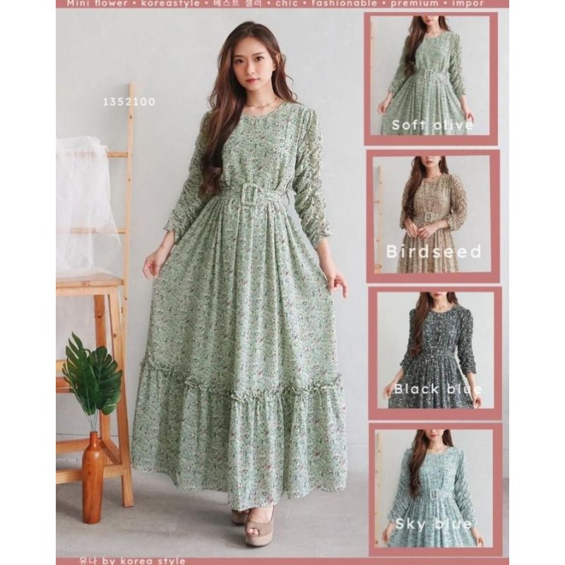 YUNA gamis ceruty premium import + belt