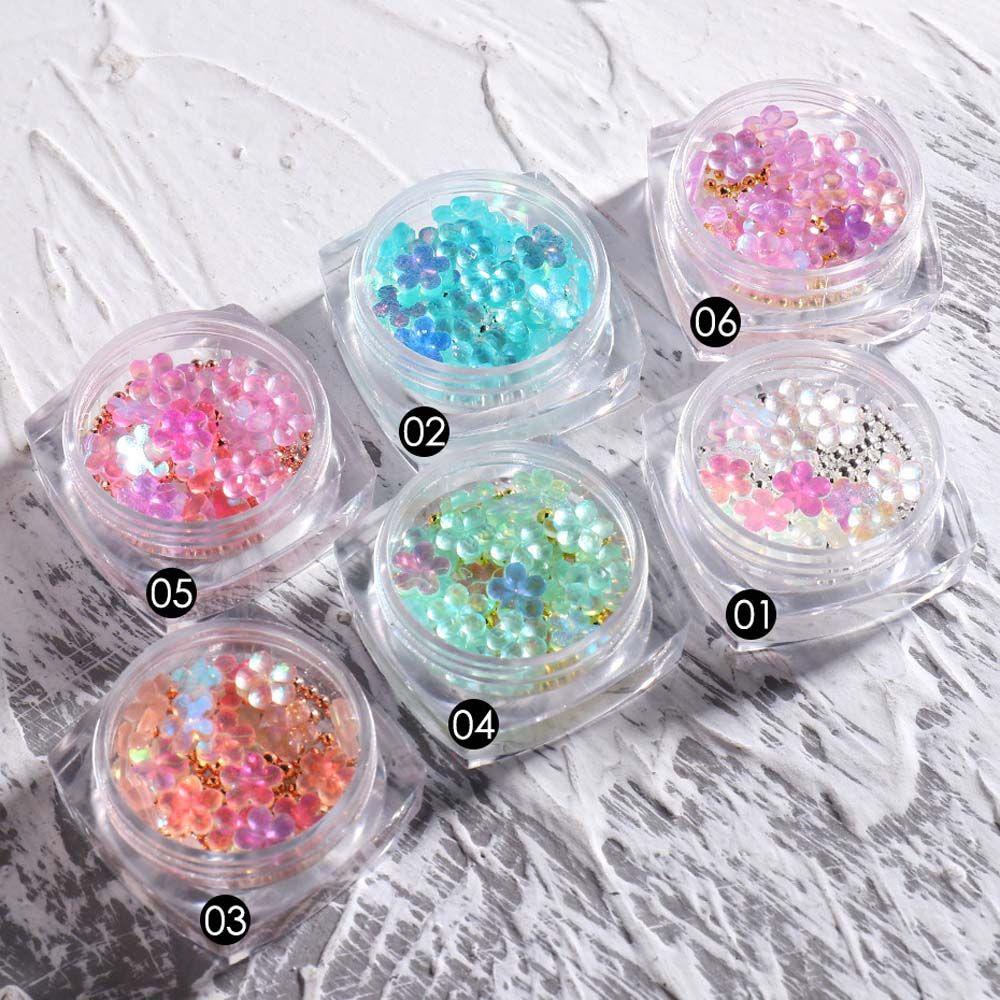 NEEDWAY Dekorasi Nail Art 3D Campur Elegan Charm Aurora Flower Hiasan Kuku DIY