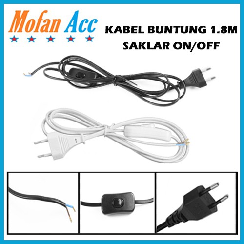 Jual Kabel Saklar ON OFF Sambungan Colokan panjang 1.8M Steker Buntung ...