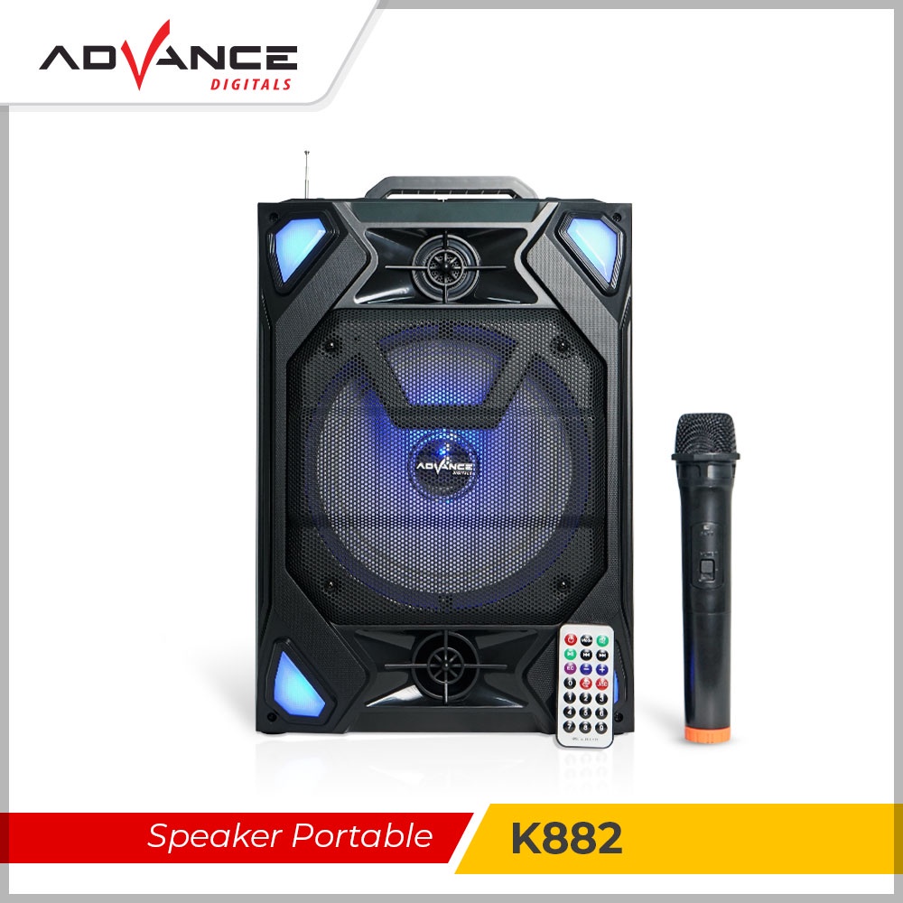 Advance Digitals K882 Speaker Bluetooth Salon Aktif Portabel 8&quot; Ukuran Besar Gratis Mic