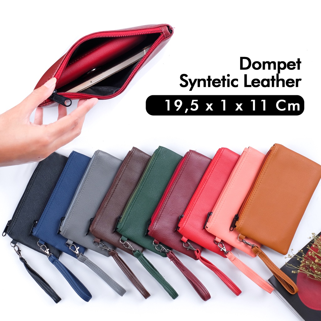 Dompet wanita polos kulit sintetis dompet uang kertas koin hp dompet simple wanita