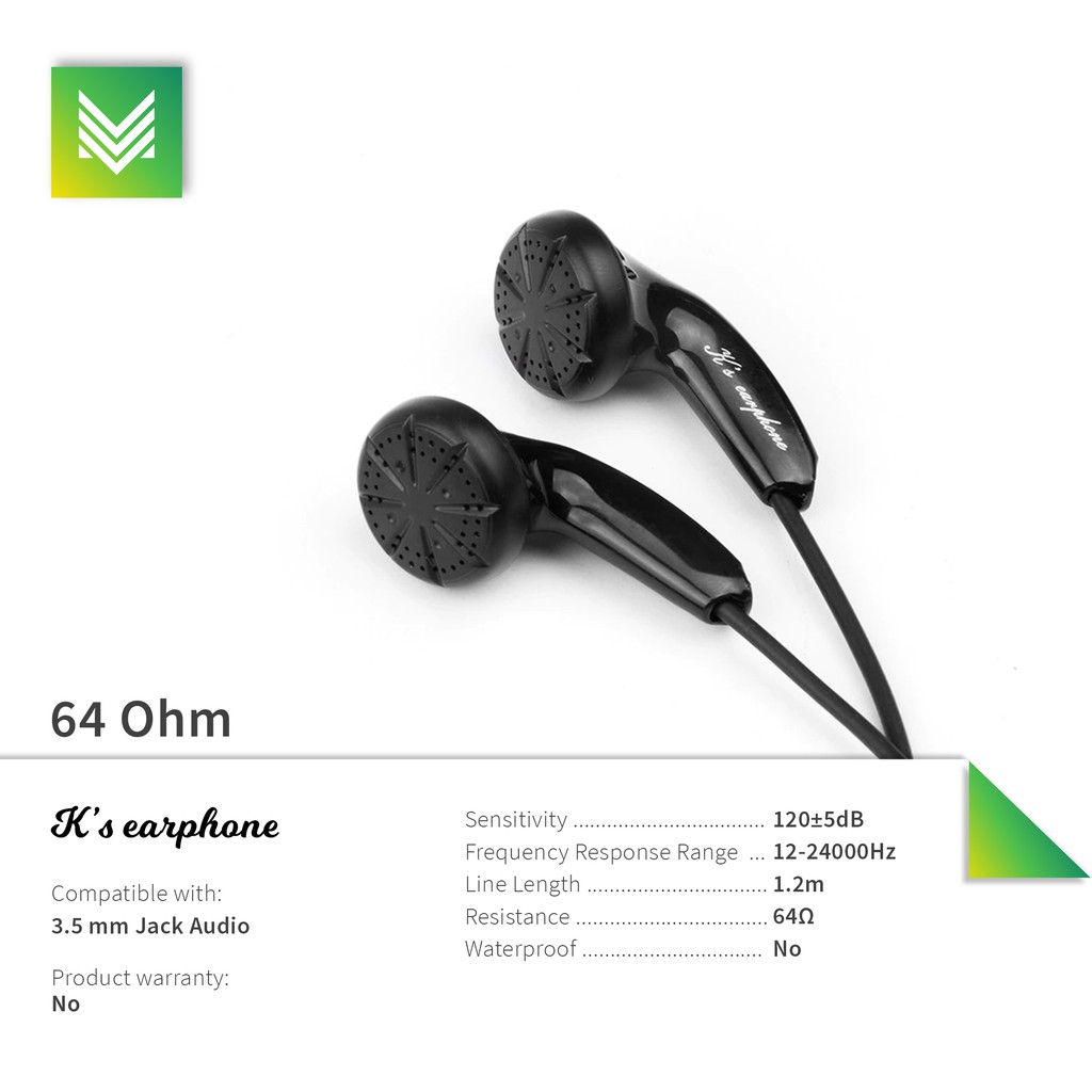Ksearphone K64 64Ω Ohm Earbud Better Than Ve Monk KS Earphone K'S Earphone K64 64 Ohm