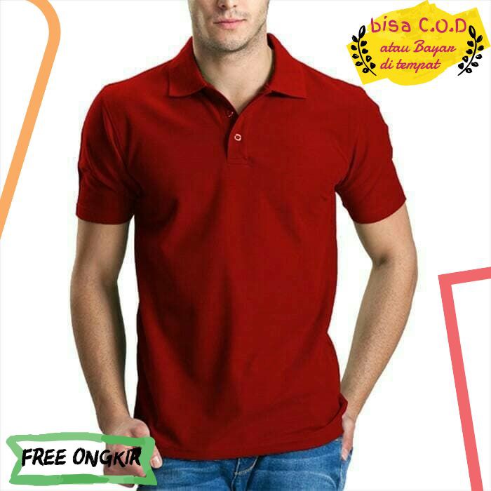 [COD]786 POLO SHIRT BAJU POLOS OBLONG MURAH WARNA MERAH DISTRO KAOS BAJU KERAH PRIA ORI