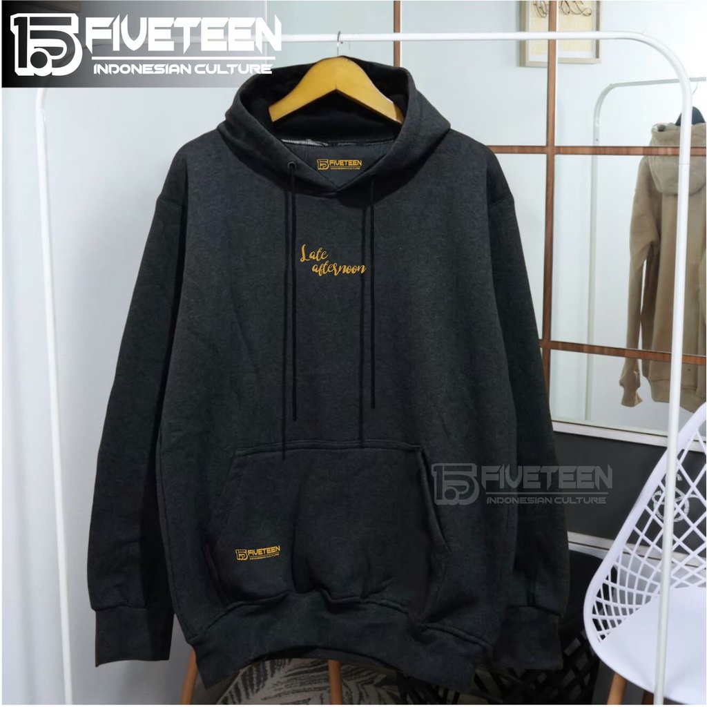 jaket hoodie pria distro keren tebal ori fifteen15 hoodie warna abu tua LATE AFTERNOON hoodie pria distro original asli bandung sweater cowok ukuran jumbo xxl murah 15fifteen15 zipper premium pria jaket suwiter tulisan jomblo