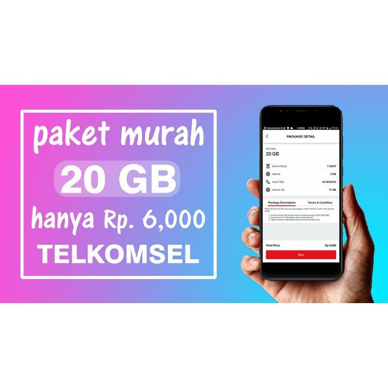 KARTU TELKOMSEL 4G CERIA 20GB | 7 HARI PULSA 6RB