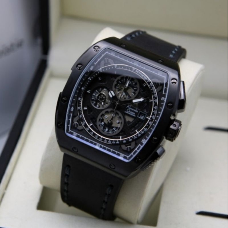 Alexandre Christie PRIA ORIGINAL AC 6411MC FULL BLACK Garansi resmi 1 thn