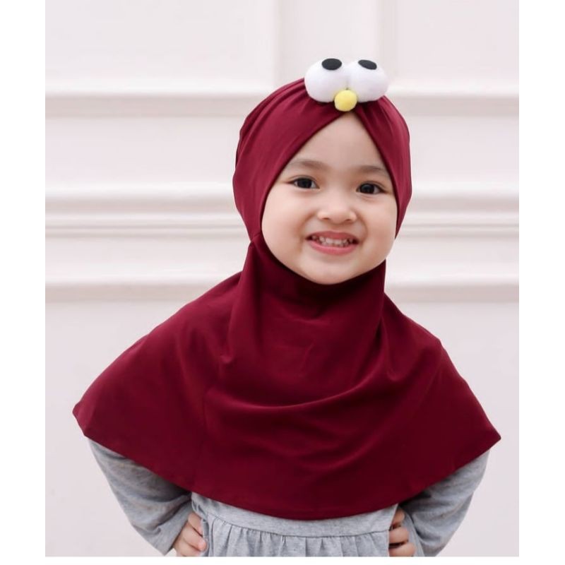 jilbab bayi hijab motif mata elmo