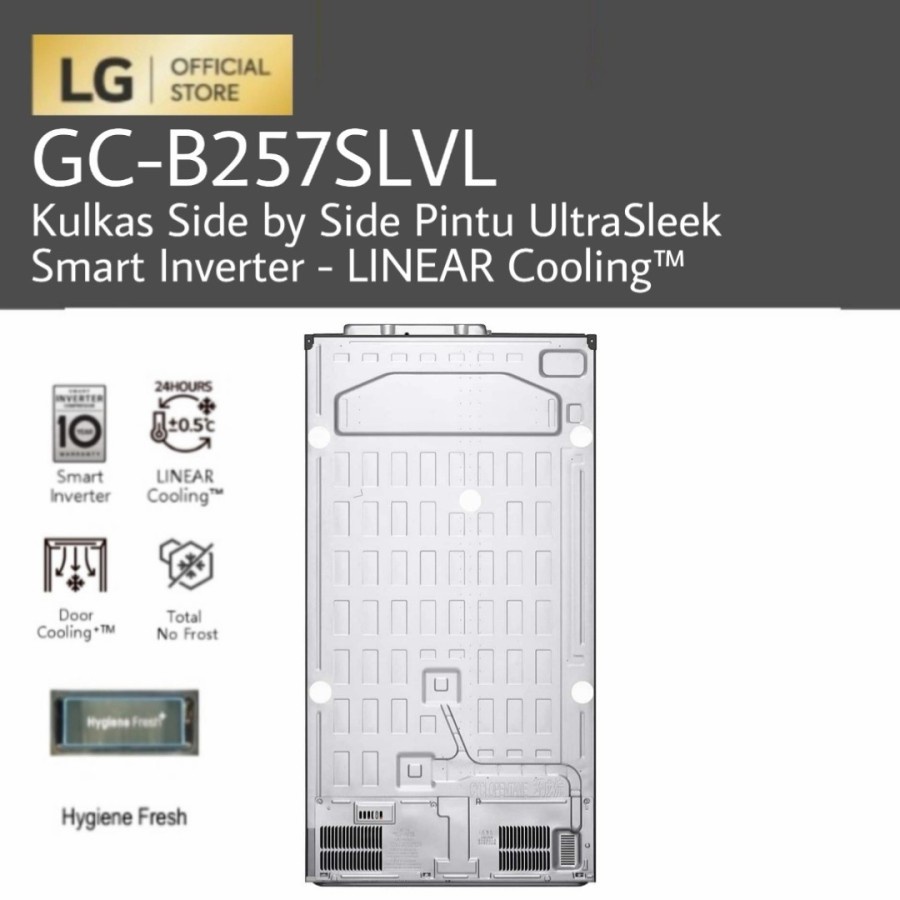 LG GC-B257SLVL / GCB257SLVL Kulkas Side by Side Pintu UltraSleek SmartInverter 694L