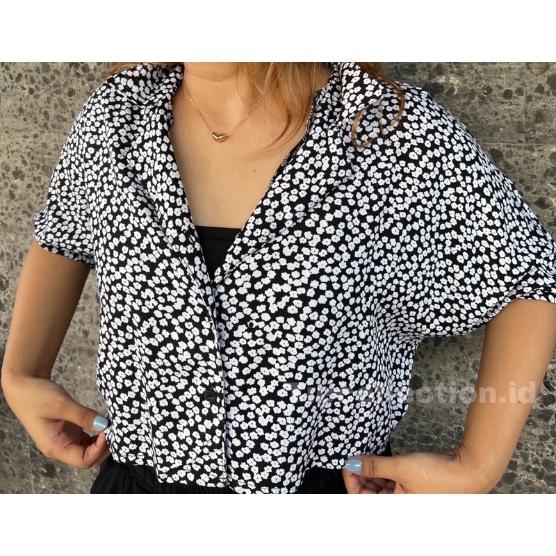 Anne Pattern Crop Shirt Korean / Shirt Crop Top Korea