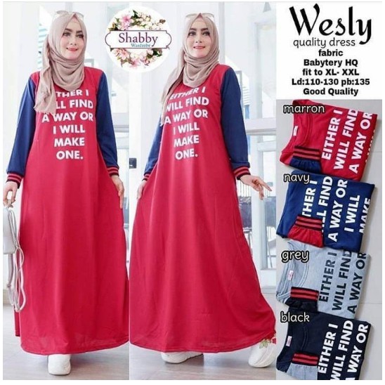 PBOT - WESLY DRESS Gamis Babyterry Terbaru/ Babyterry Dress/ Gamis Babyterry Sahila