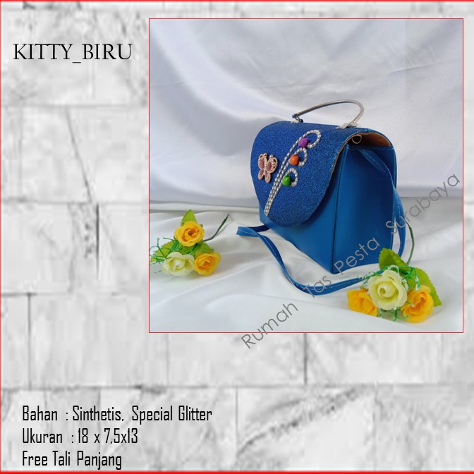 Tas Unik,Tas Elegan ,Tas Slempang,KITTY_BIRU