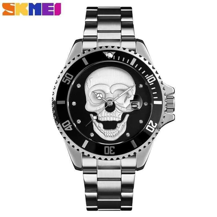 SKMEI Jam Tangan Analog Pria 9195 Silver Hitam