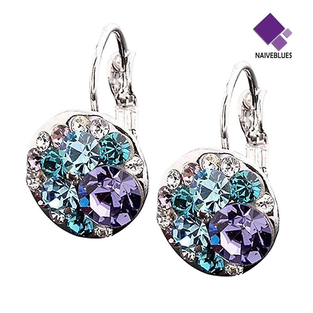 Anting Bahan Alloy Warna Silver Aksen Cubic Zirconia Untuk Wanita