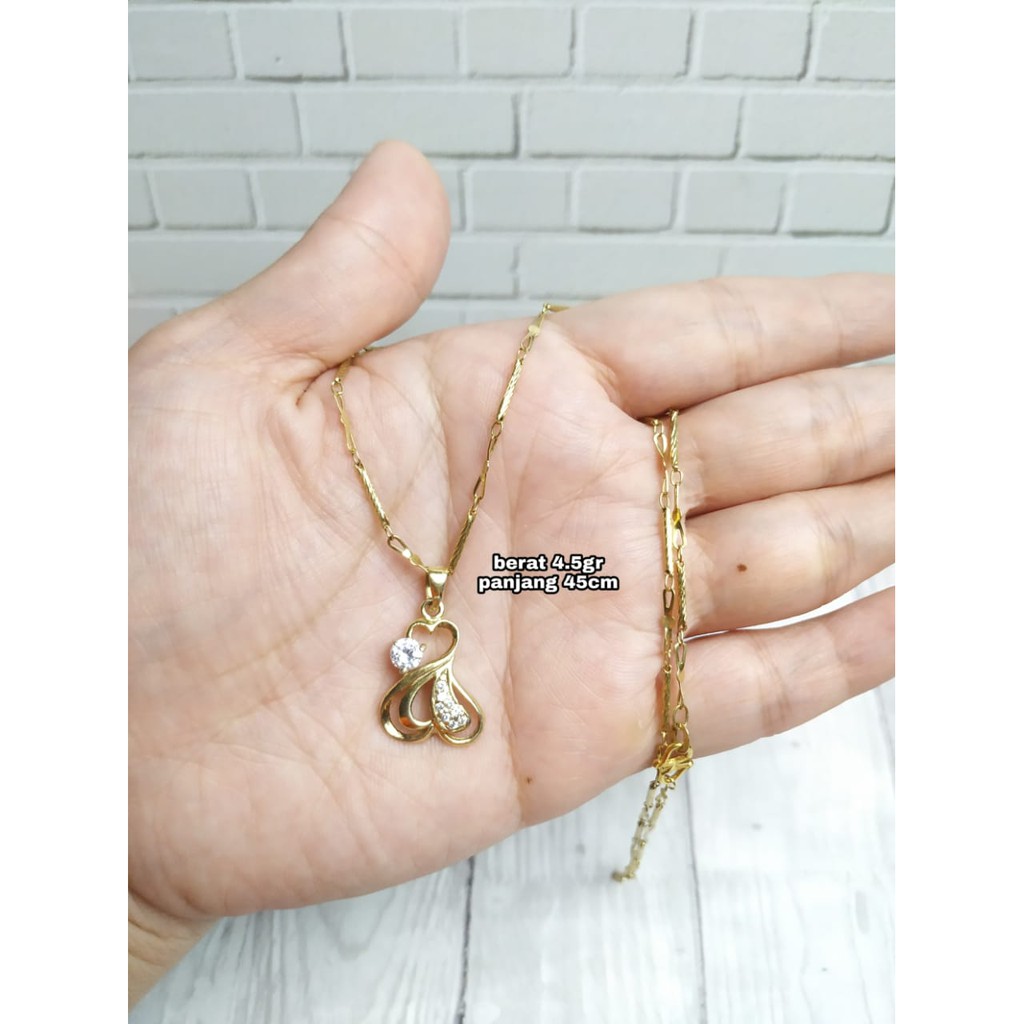 KALUNG LIONTIN COR DOUBEL LOVE PERAK ASLI S925 KODE CD096